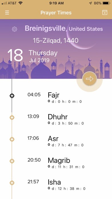 Emulate iPhone app IslamToolKit using MyAndroid