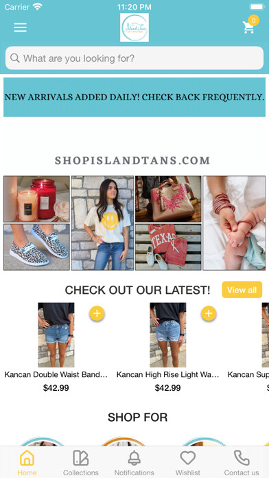 Emulate iPhone app Island Tans Gift Boutique using MyAndroid