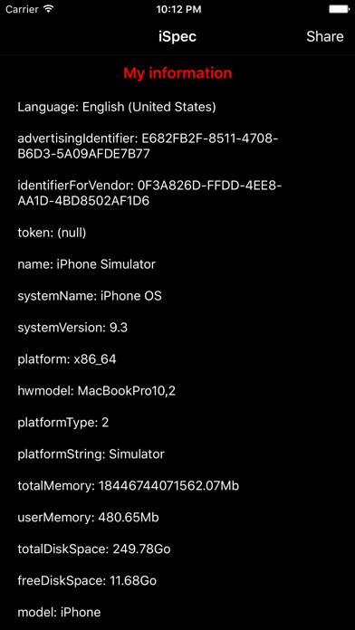 Emulate iPhone app iSpecs Premium - using MyAndroid