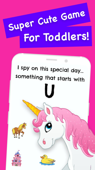 Emulate iPhone app I Spy ABC Unicorn Letters using MyAndroid