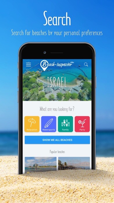 Emulate iPhone app Israel: Travel guide beaches using MyAndroid