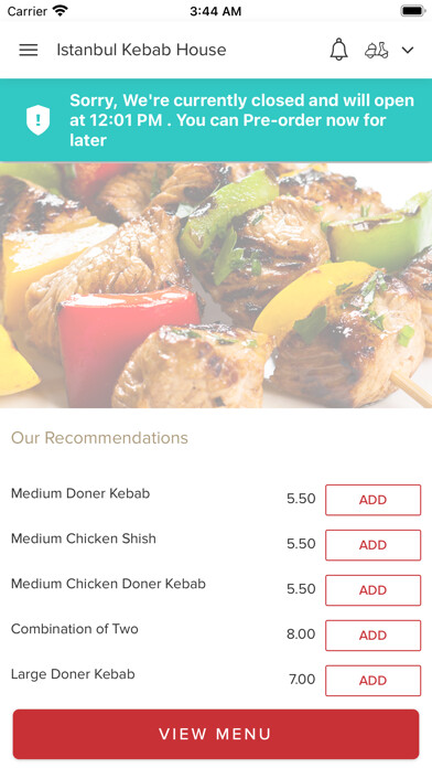 Emulate iPhone app Istanbul Kebab House. using MyAndroid