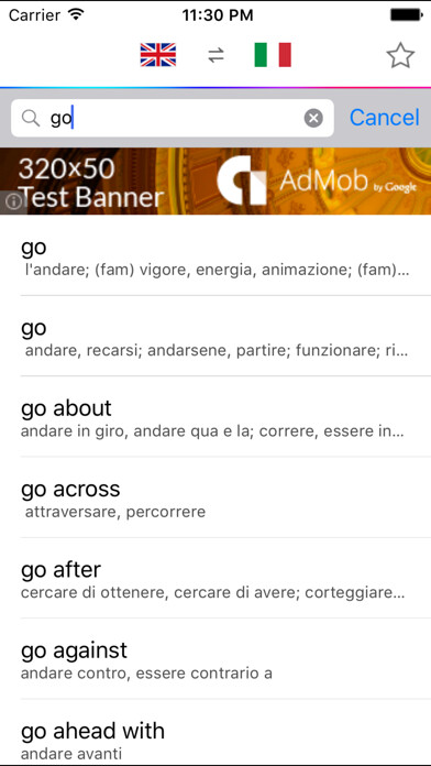 Emulate iPhone app Italian English Dictionary Free using MyAndroid Emulate iPhone app Italian English Dictionary Free using MyAndroid