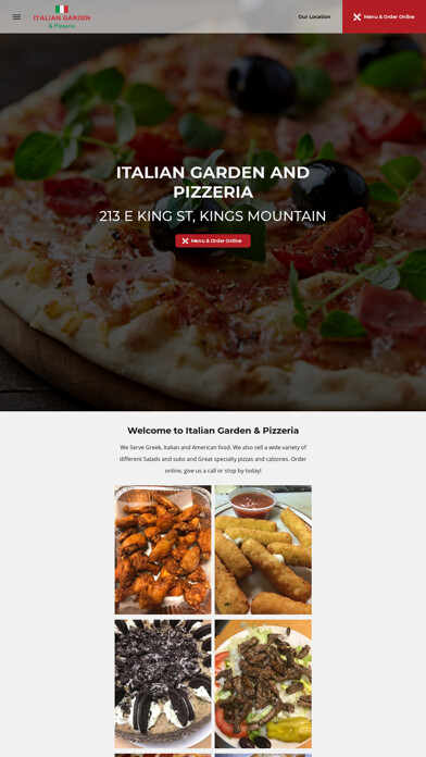 Emulate iPhone app Italian Garden & Pizzeria using MyAndroid