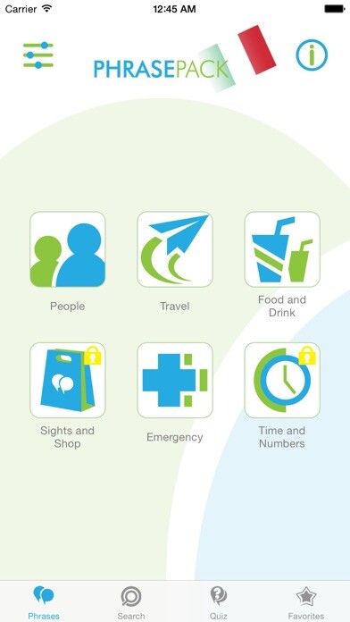 Emulate iPhone app Italian Phrasebook - Travel in Italy with ease using MyAndroid