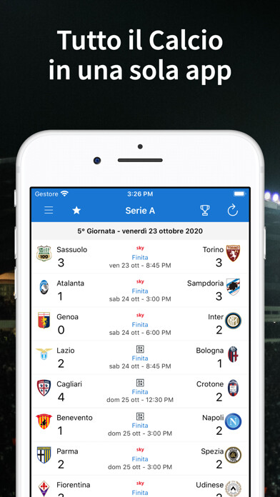 Emulate iPhone app Italian Soccer 2022/2023 using MyAndroid