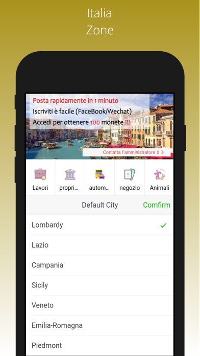 Emulate iPhone app Italia Zone using MyAndroid