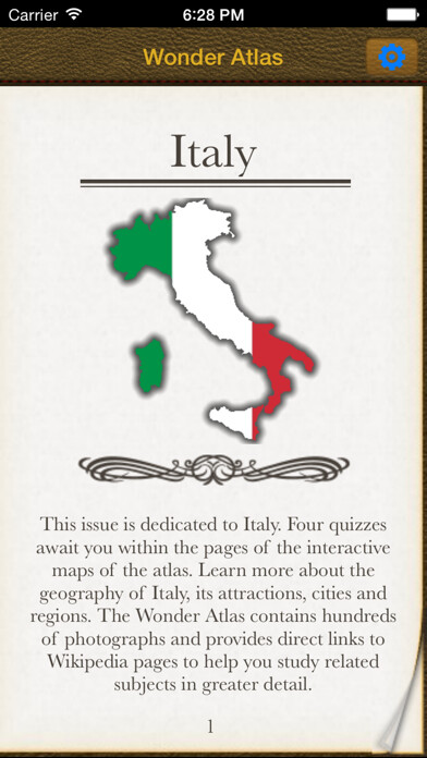 Emulate iPhone app Italy. The Wonder Atlas Pro using MyAndroid