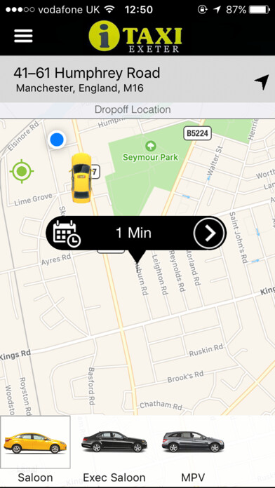Emulate iPhone app iTaxi Exeter using MyAndroid