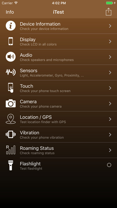 Emulate iPhone app iTest - Device information using MyAndroid