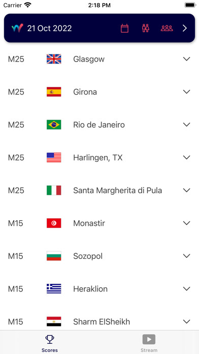 Emulate iPhone app ITF Live Scores using MyAndroid