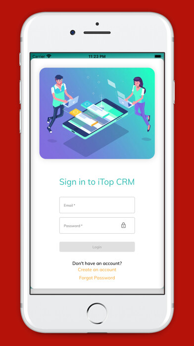 Emulate iPhone app iTOP CRM -Sales & Marketing using MyAndroid