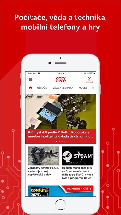 Emulate iPhone app Živě.cz a časopis Computer using MyAndroid