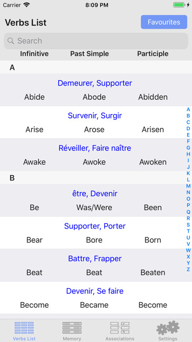 Emulate iPhone app iVerbs Verbes Irréguliers  ENG using MyAndroid