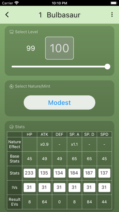 Emulate iPhone app IV, EV and Stats Calculator using MyAndroid