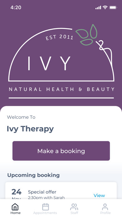 Emulate iPhone app Ivy Therapy using MyAndroid