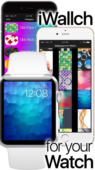 Emulate iPhone app iWallch - Faces, Themes, Backgrounds for Apple Watch using MyAndroid