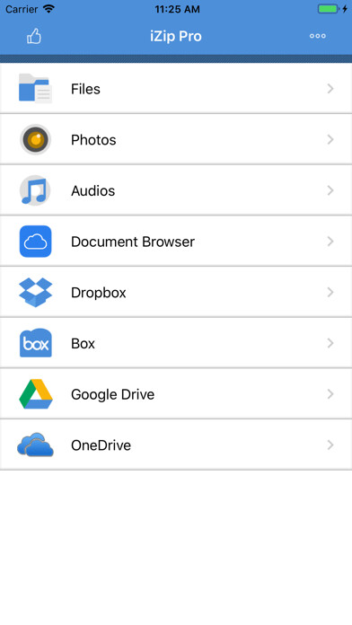 Emulate iPhone app iZip Pro -Zip Unzip Unrar Tool using MyAndroid