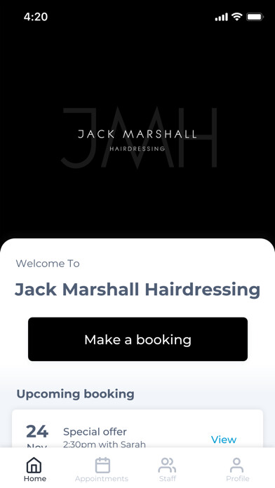 Emulate iPhone app Jack Marshall Hairdressing using MyAndroid Emulate iPhone app Jack Marshall Hairdressing using MyAndroid