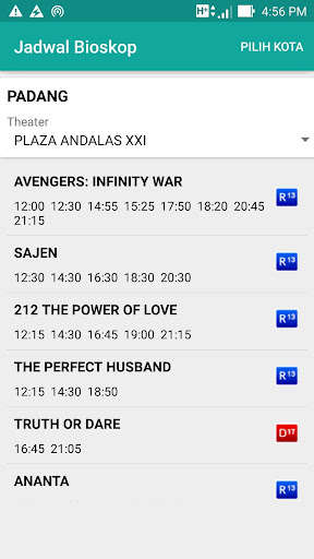 Emulate Android APK Jadwal Bioskop