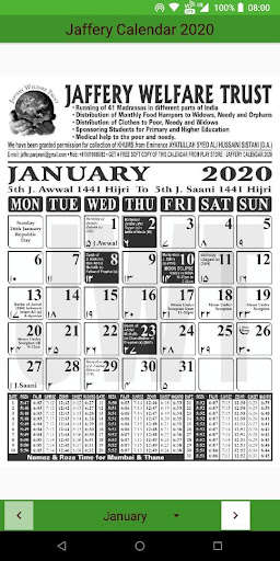 Run android online APK Jaffery Calendar 2020 from MyAndroid or emulate Jaffery Calendar 2020 using MyAndroid