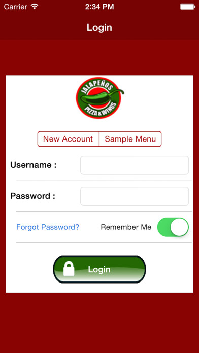 Emulate iPhone app Jalapenos Pizza & Wings using MyAndroid
