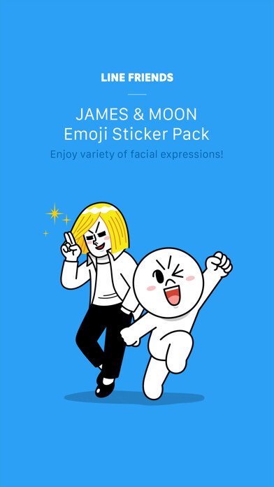 Emulate iPhone app JAMES & MOON Emoji Stickers - LINE FRIENDS using MyAndroid