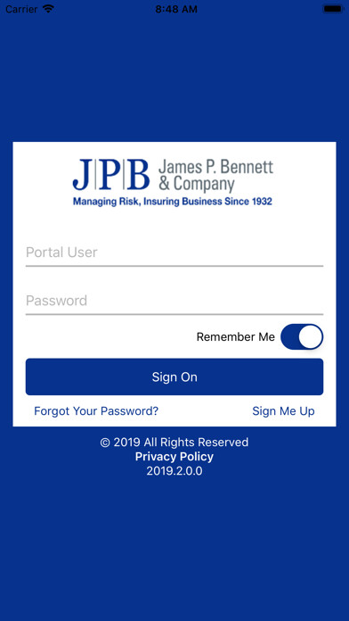 Emulate iPhone app James P. Bennett & Co Online using MyAndroid