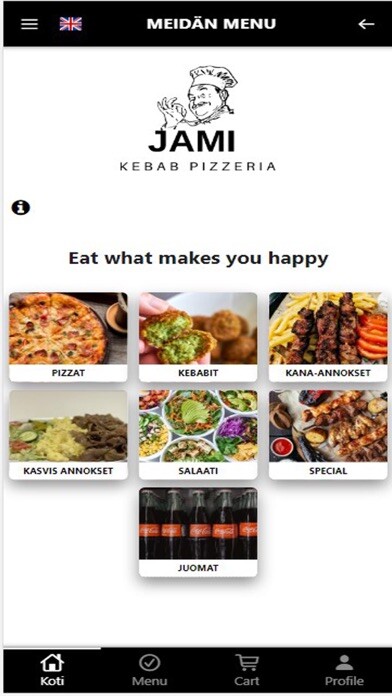 Emulate iPhone app Jami Kebab Pizzeria using MyAndroid