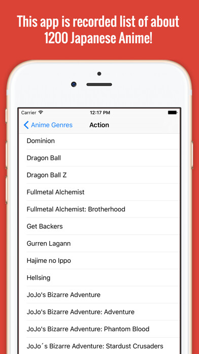 Emulate iPhone app Japanese Anime List using MyAndroid