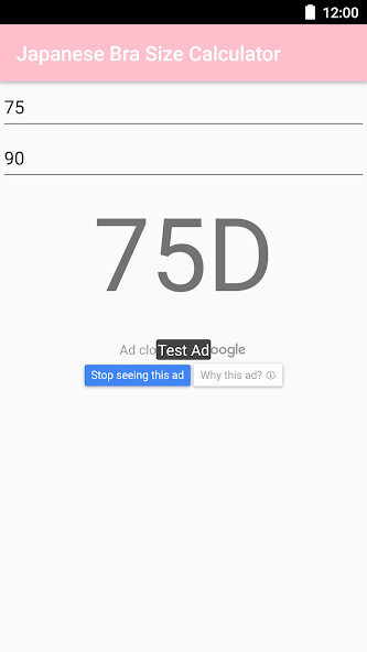 Emulate Android APK Japanese Bra Size Calculator