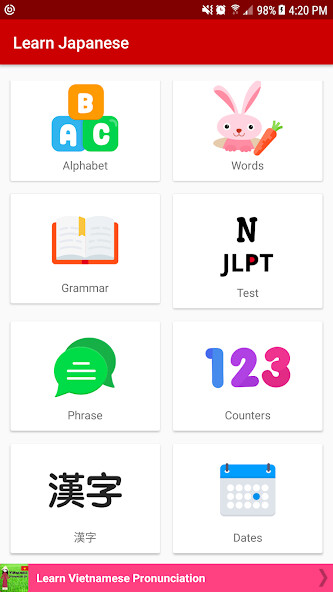 Run android online APK Japanese (Travel, Jlpt N5, N4, N3, N2, N1) from MyAndroid or emulate Japanese (Travel, Jlpt N5, N4, N3, N2, N1) using MyAndroid Run android online APK Japanese (Travel, Jlpt N5, N4, N3, N2, N1) from MyAndroid or emulate Japanese (Travel, Jlpt N5, N4, N3, N2, N1) using MyAndroid