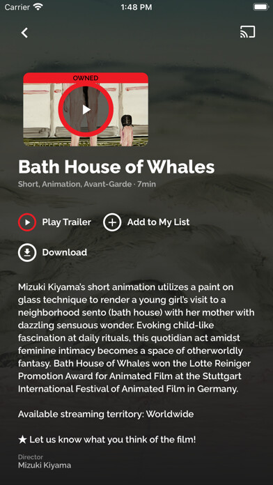 Emulate iPhone app Japan Society Virtual Cinema using MyAndroid