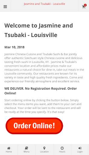 Run android online APK Jasmine and Tsubaki Louisville Online Ordering from MyAndroid or emulate Jasmine and Tsubaki Louisville Online Ordering using MyAndroid Run android online APK Jasmine and Tsubaki Louisville Online Ordering from MyAndroid or emulate Jasmine and Tsubaki Louisville Online Ordering using MyAndroid