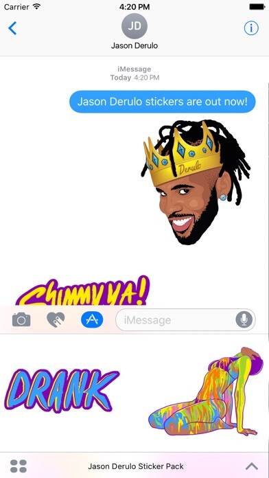 Emulate iPhone app Jason Derulo Sticker Pack using MyAndroid