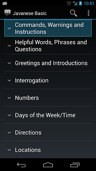 Run android online APK Javanese Basic Phrases from MyAndroid or emulate Javanese Basic Phrases using MyAndroid