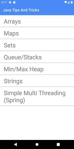 Run android online APK Java Tips and Tricks from MyAndroid or emulate Java Tips and Tricks using MyAndroid