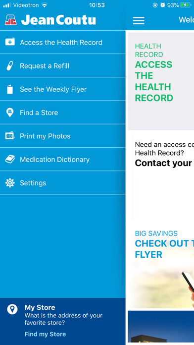 Emulate iPhone app Jean Coutu using MyAndroid