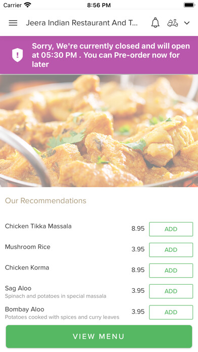 Emulate iPhone app Jeera Indian Restaurant using MyAndroid Emulate iPhone app Jeera Indian Restaurant using MyAndroid