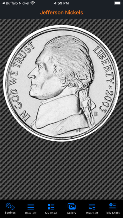 Emulate iPhone app Jefferson Nickel Collection using MyAndroid