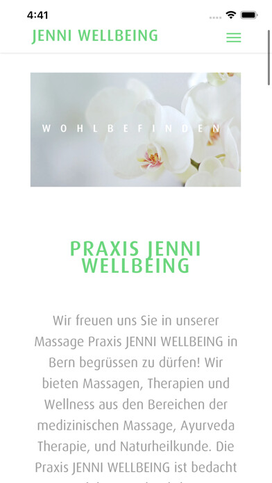 Emulate iPhone app JENNI WELLBEING Massagepraxis using MyAndroid