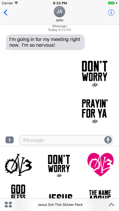 Emulate iPhone app Jesus Got This Sticker Pack using MyAndroid