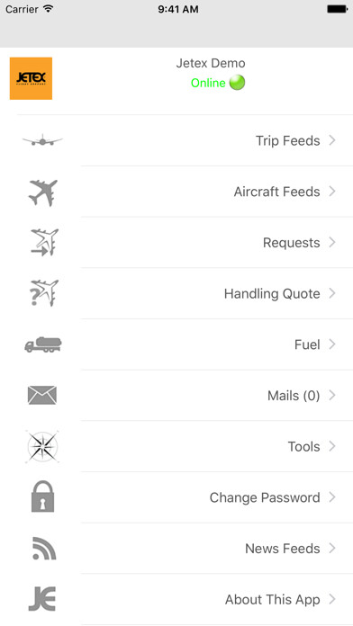 Emulate iPhone app Jetex Flight Support using MyAndroid