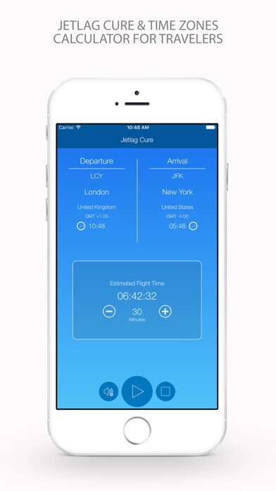 Emulate iPhone app Jetlag Cure & Time Zones Calculator for Travelers using MyAndroid