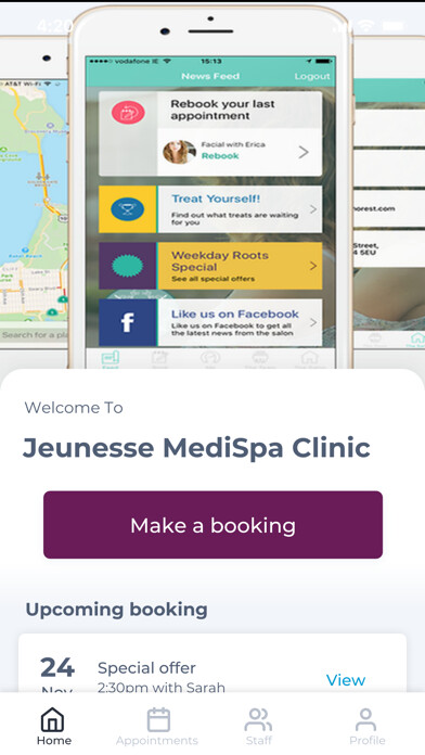 Emulate iPhone app Jeunesse MediSpa Clinic using MyAndroid Emulate iPhone app Jeunesse MediSpa Clinic using MyAndroid
