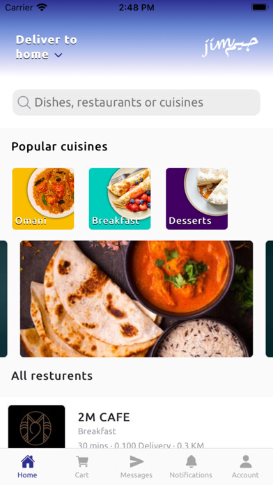 Emulate iPhone app Jim Gate: Food & More Delivery using MyAndroid