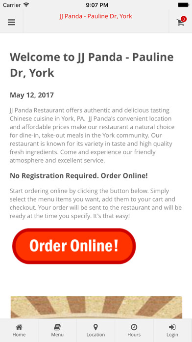 Emulate iPhone app JJ Panda Chinese Cuisine using MyAndroid