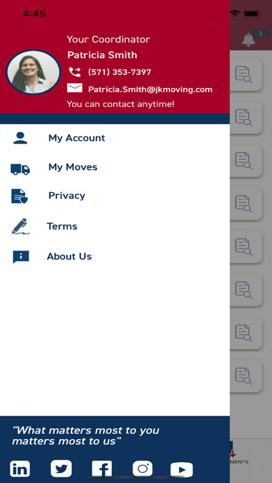 Emulate iPhone app JK Moving Services using MyAndroid
