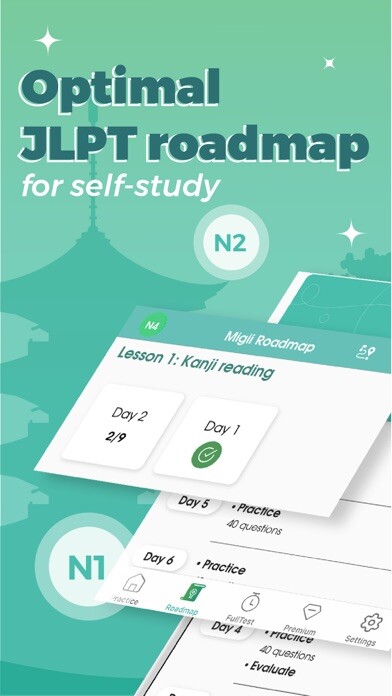 Emulate iPhone app JLPT test N1-N5 - Migii using MyAndroid