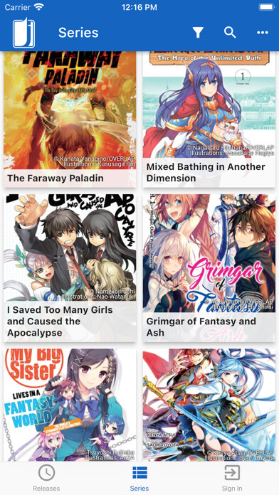 Emulate iPhone app J-Novel Club using MyAndroid